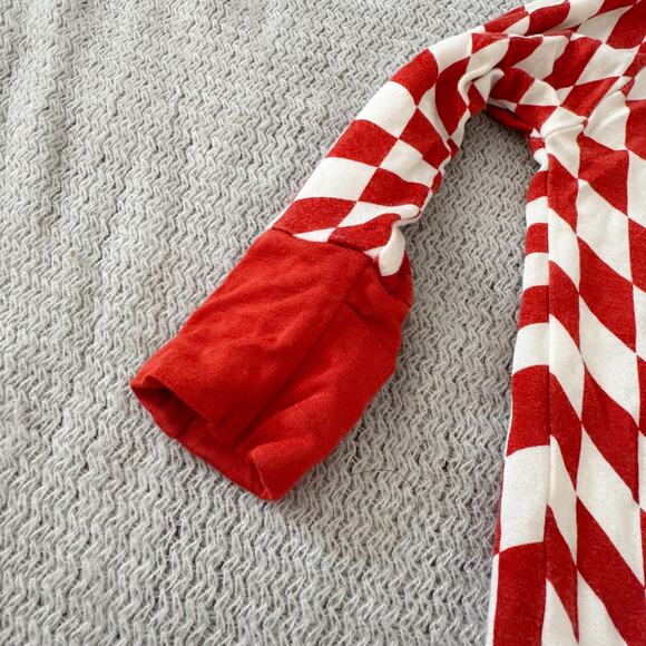 Brixton Phoenix Red + White Wavy Checker One Piece Sleeper Footie Pajamas - NB - Picture 3 of 6